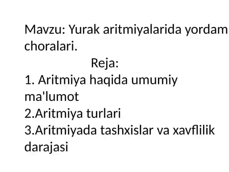 Yurak aritmiyalarida yordam choralari 2