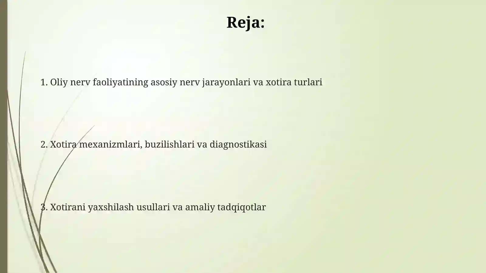 Oliy nerv faoliyati va xotira xususiyatlarini aniqlash 2