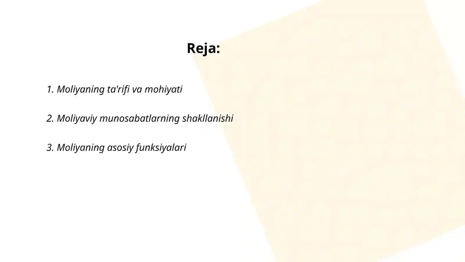 Moliyaning mazmuni moliyaviy munosabatlar 2