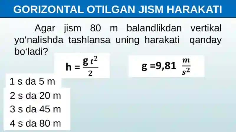 Yerning Tortish Kuchi Ta’sirida Jismlarning Harakati 2
