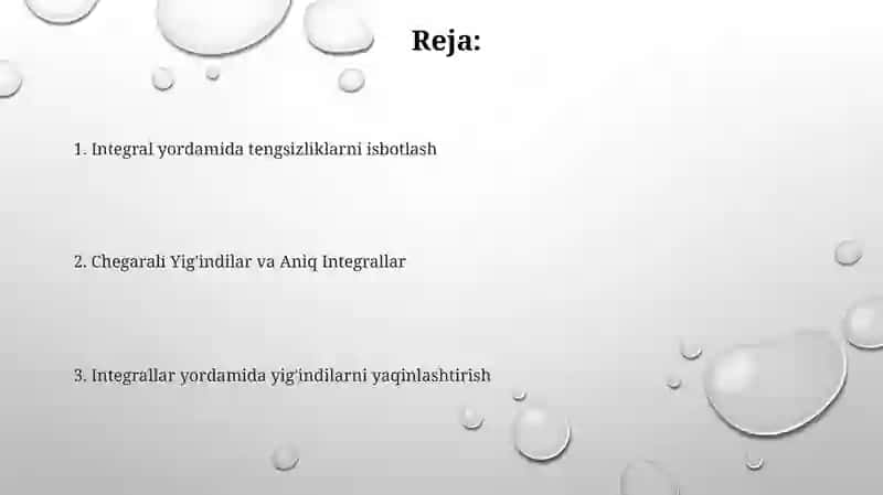 Cheklangan yig'indilarni hisoblash va tengsizliklarni isbotlash 2