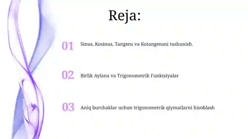 Sinus, Kosinus, Tangens va Kotangensni hisoblash 2