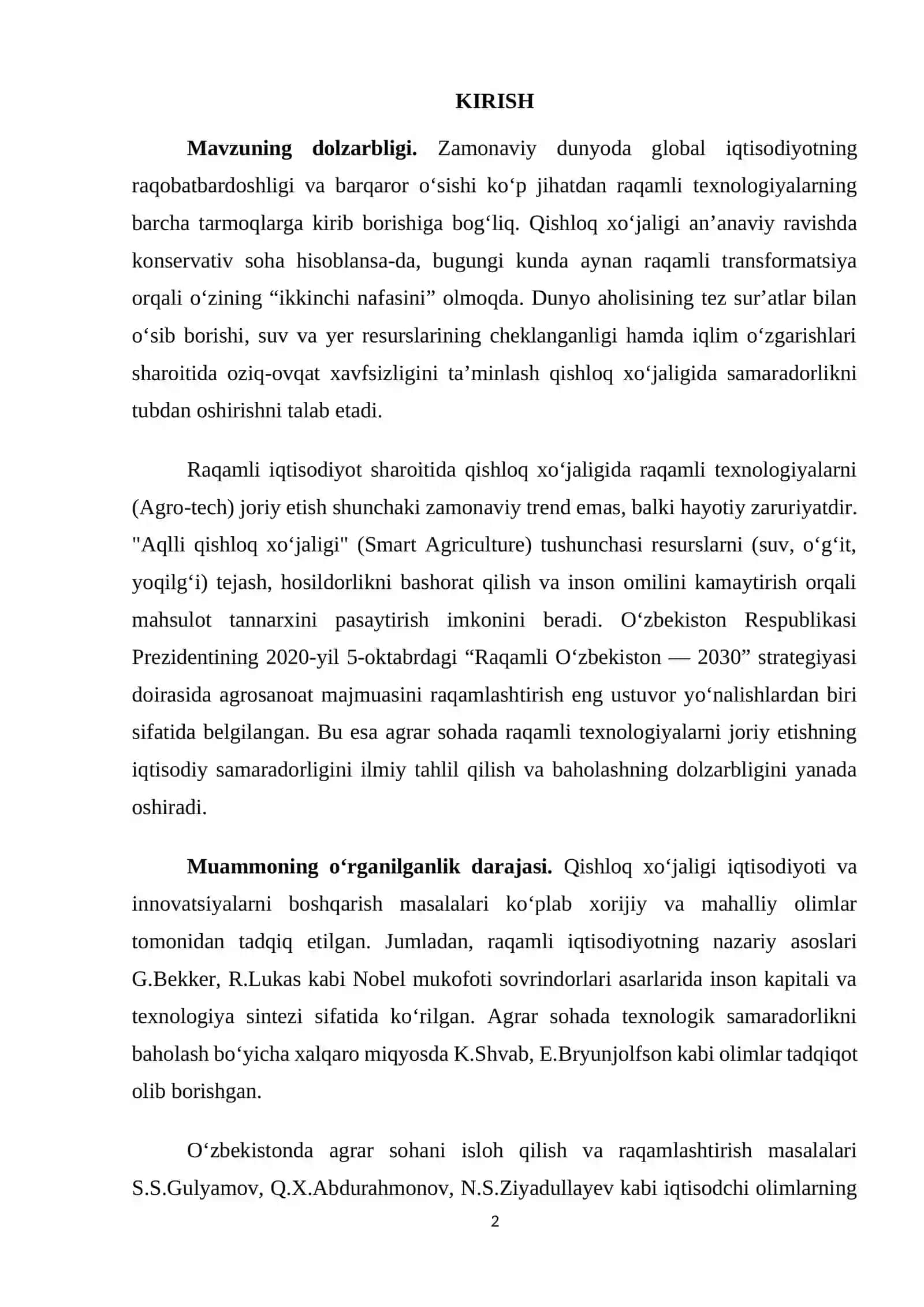 QISHLOQ XO‘JALIGINI RAQAMLASHTIRISHNING NAZARIY VA IQTISODIY ASOSLARI 2