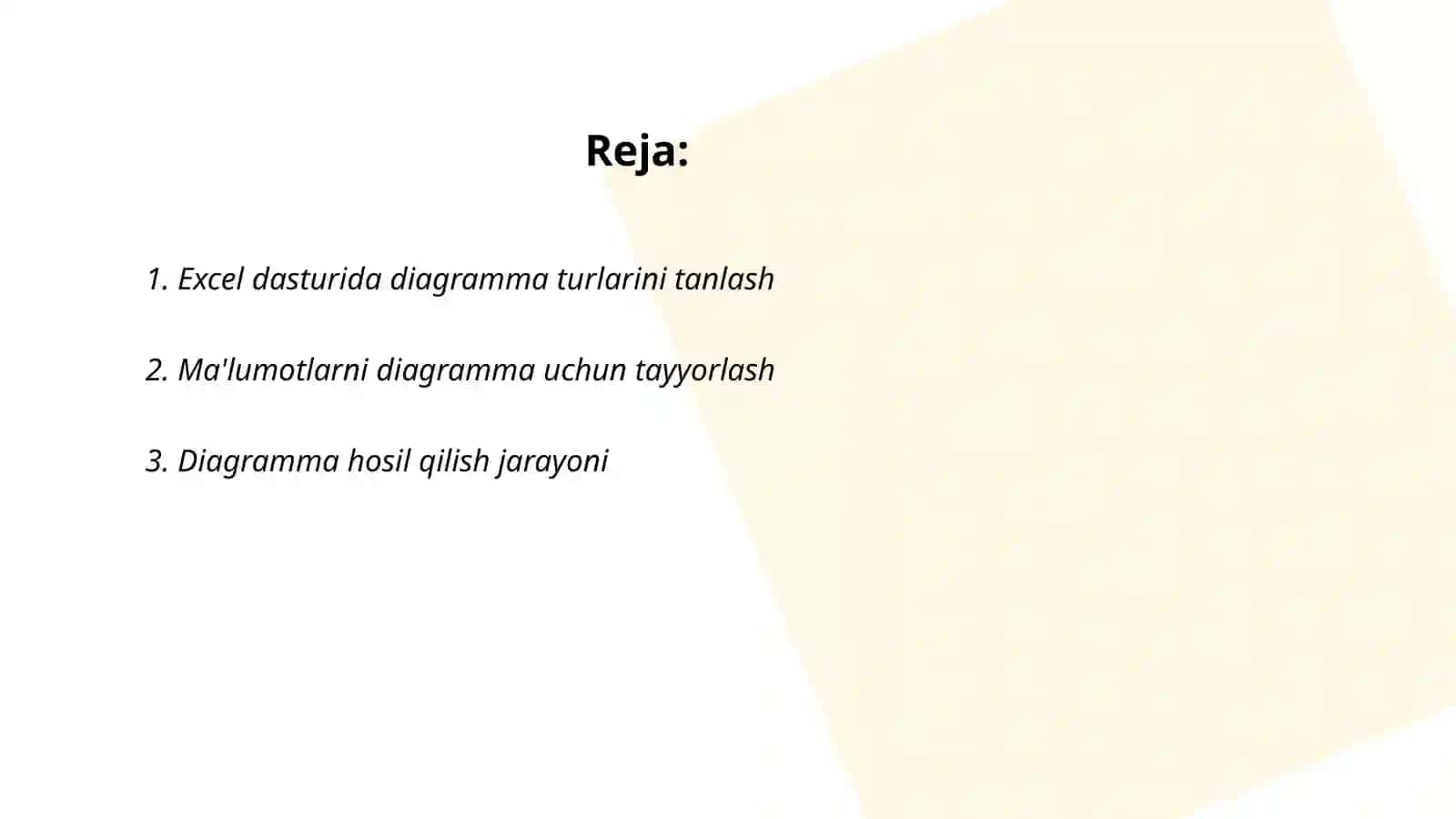 Excel dasturida diagrammalar yaratish 2