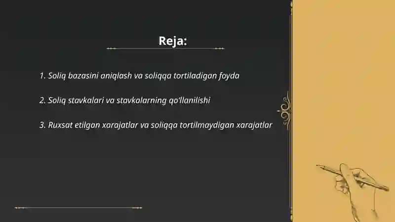 Foyda solig'ini hisoblash va byudjetga undirish tartibi 2