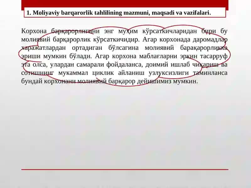 Moliyaviy barqarorlik tahlili 2