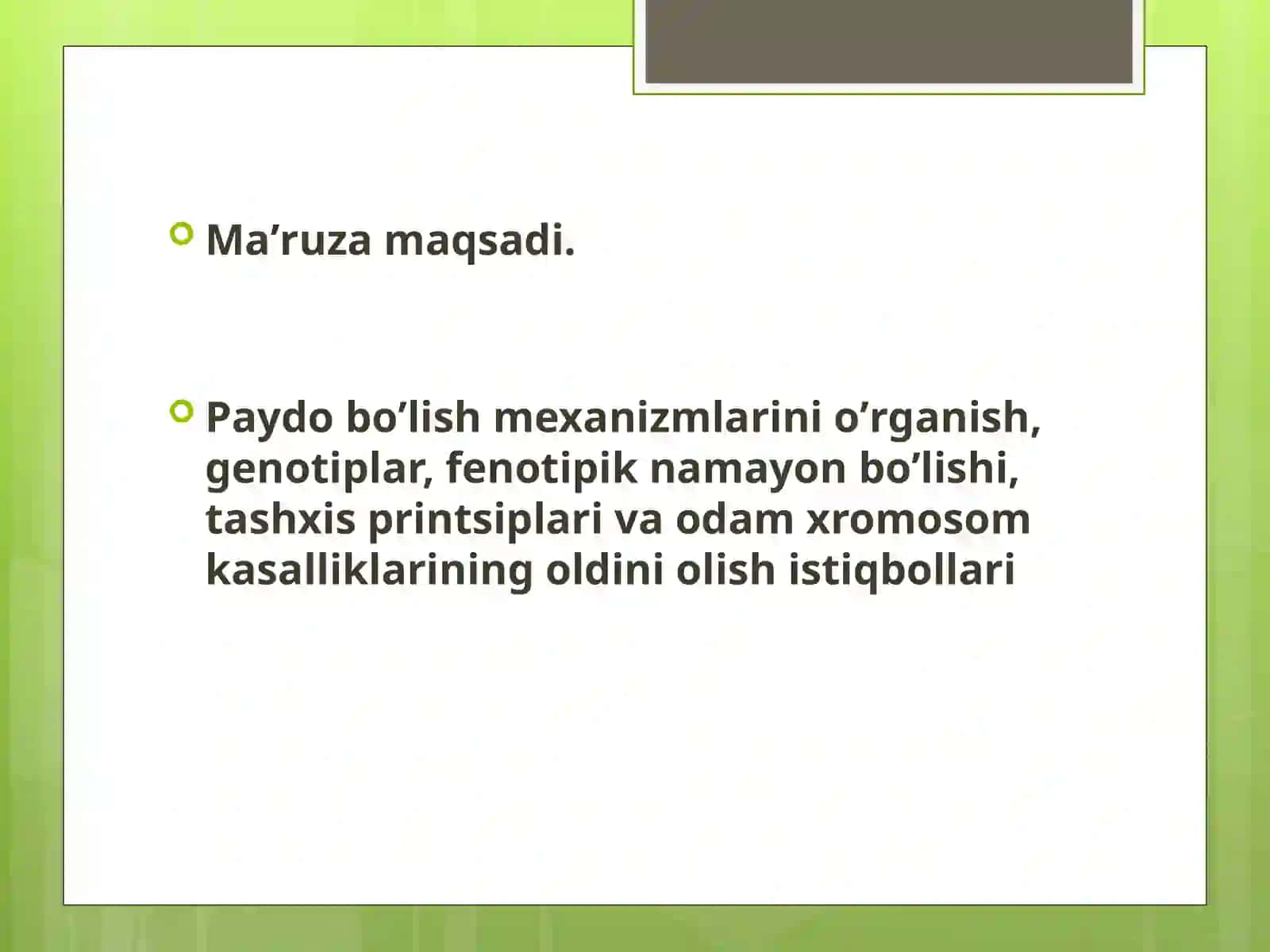 Irsiy kasalliklar. Tibbiy genetik maslahat 2