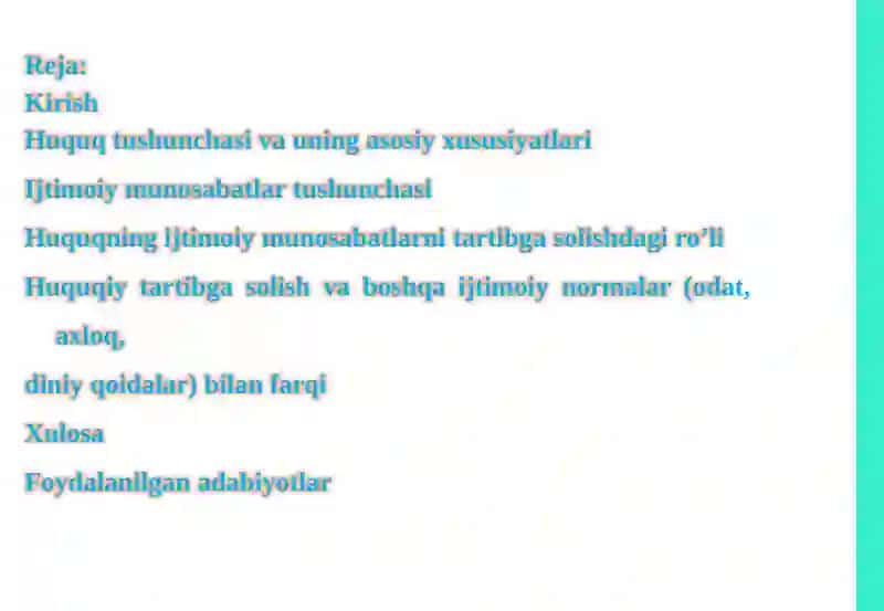 Ijtimoiym munosabatlar va huquq tushunchasi 2