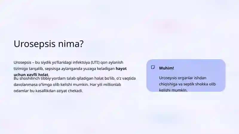Urosepsis: Kelib chiqish sabablari va davolash 2