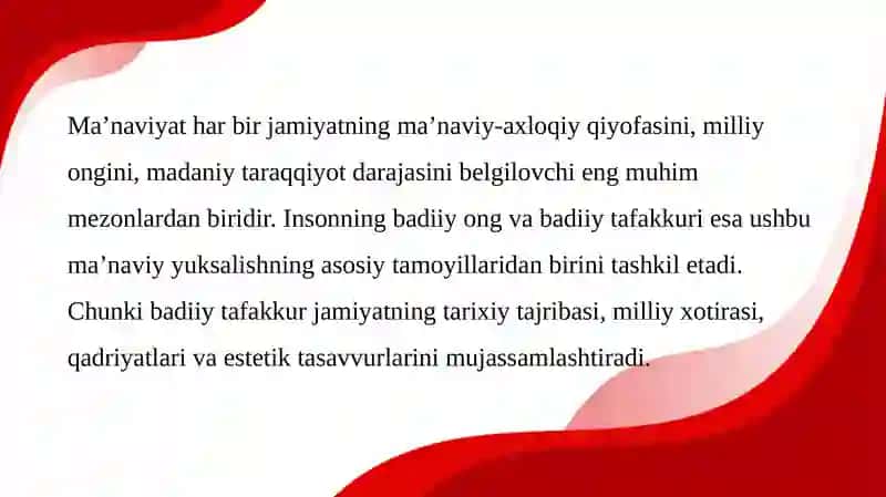 Ma'naviyatning yuksalishida badiiy ong va tafakkurning o'rni 2