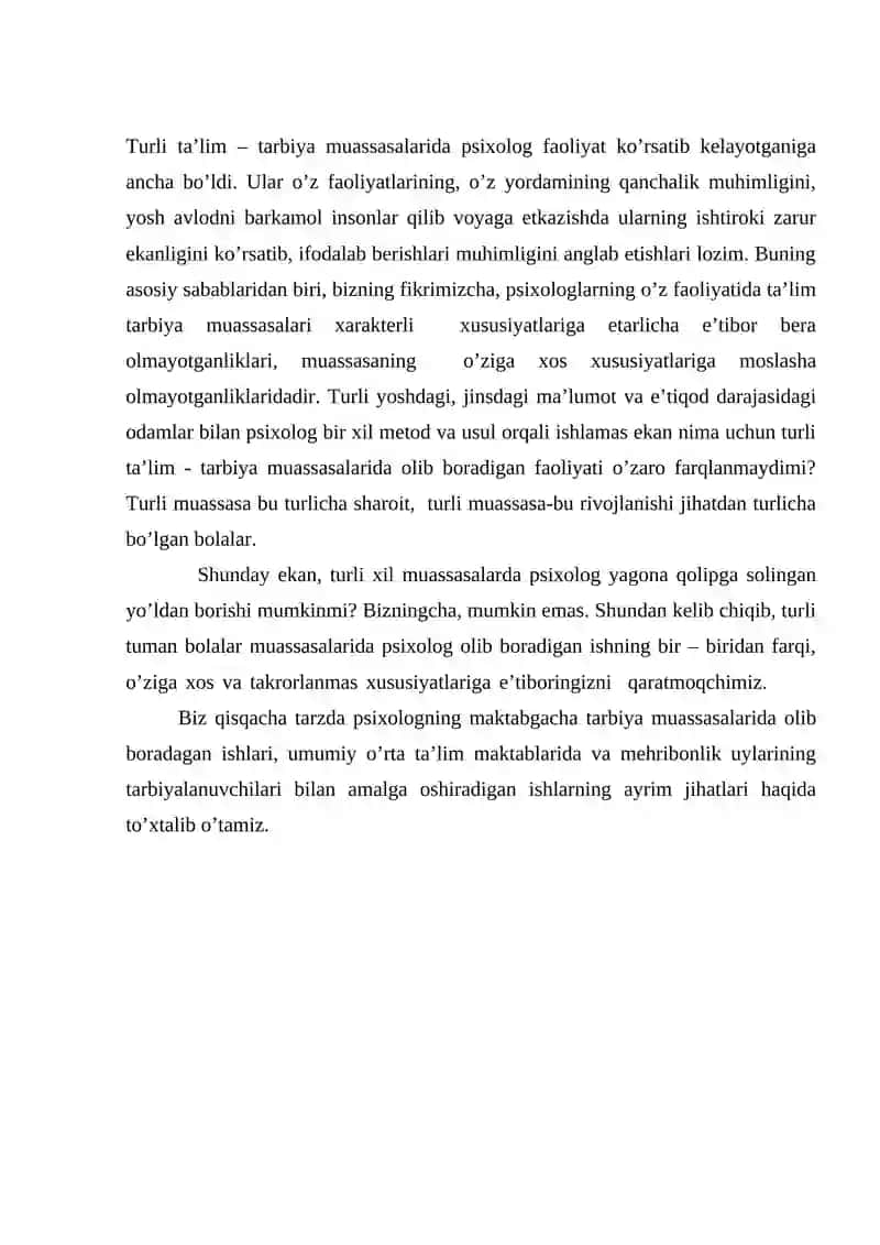 Maktabgacha ta’lim muassasasida psixolog faoliyati 2