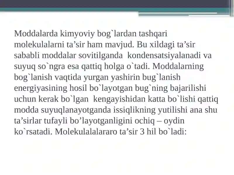 Molekulalararo ta‘sir. Van-der-valls kuchlari 2