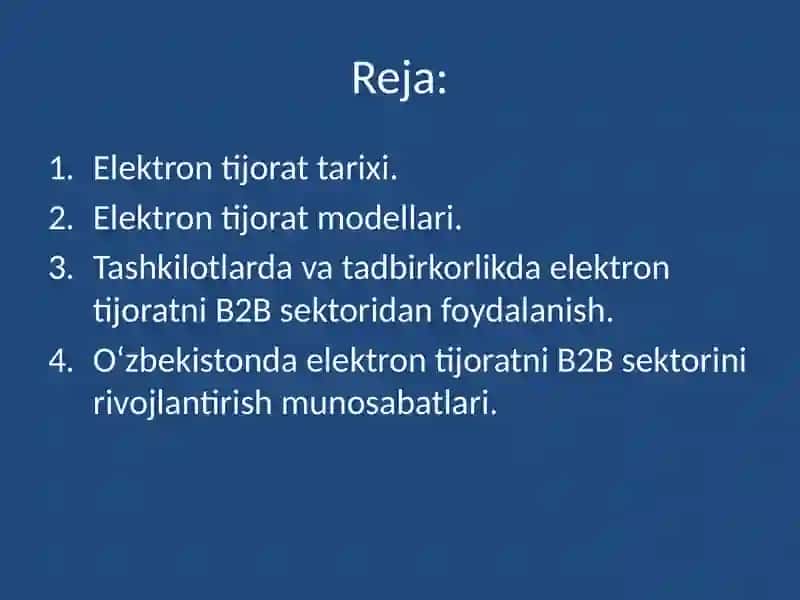Электрон тижорат фанига кириш 2