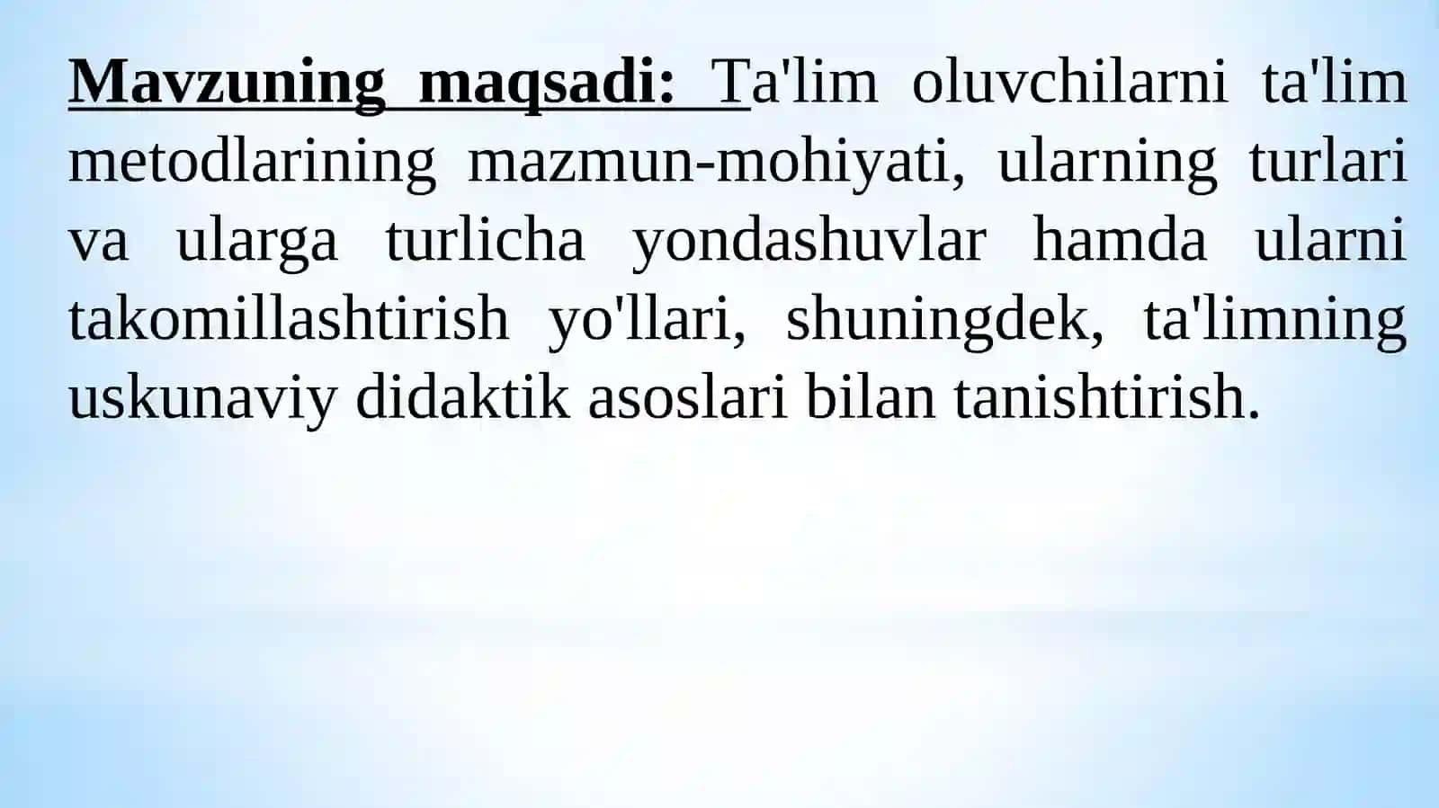 TA'LIMMETODLARI VA VOSITALARI 2