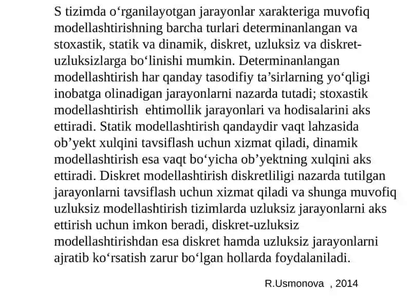 Tizimlarni modellashtirish turlari 2