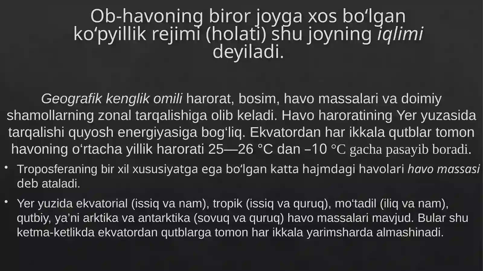 Yerning iqlim mintaqalari 2