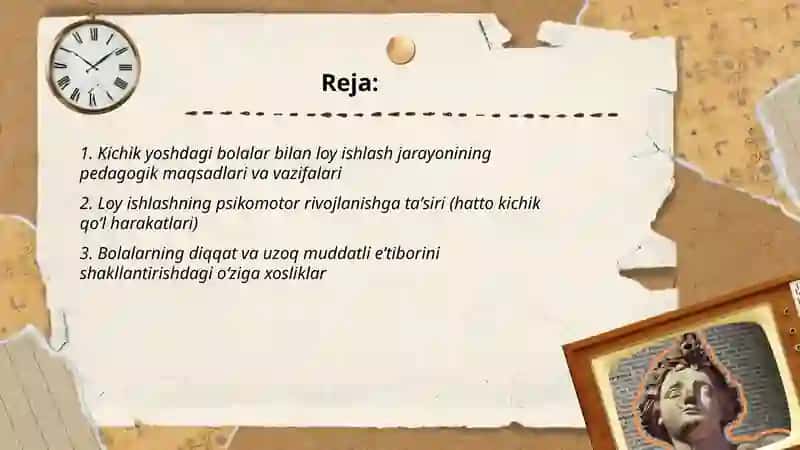 Mening sevimli o'chi oʻyin chog'im mavzusida loydan yasash 2
