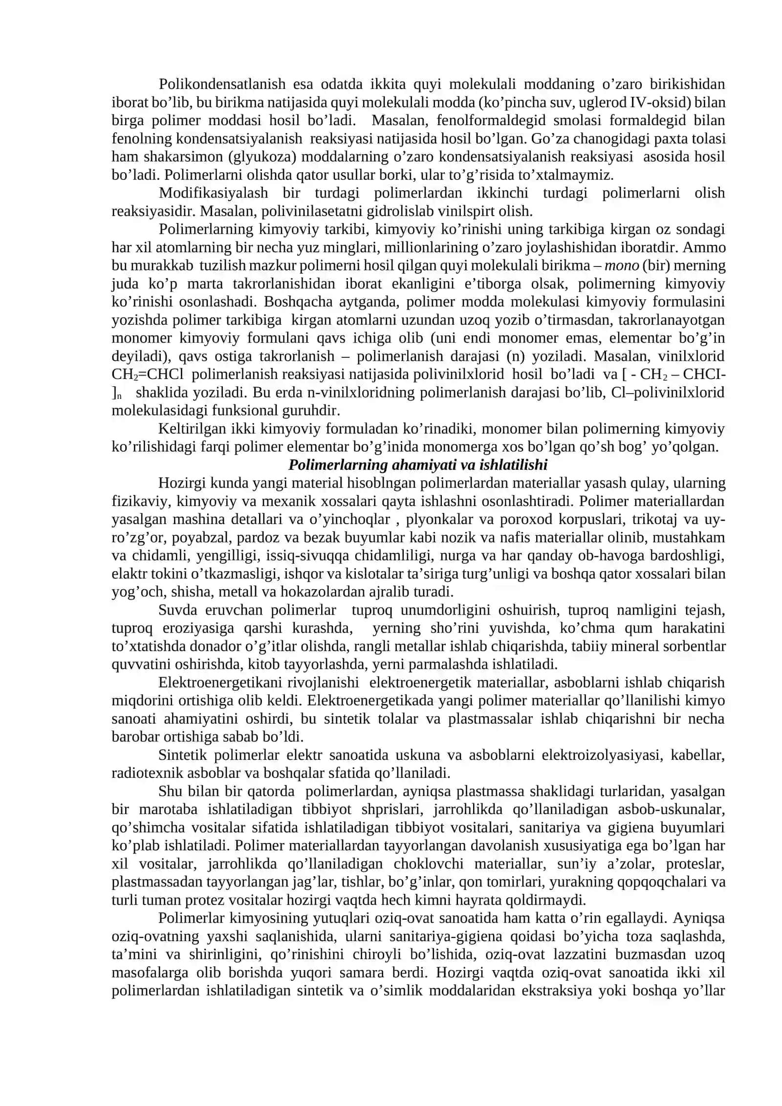 Yuqоri mоlеkulyar birikmаlаr kimyosi 2