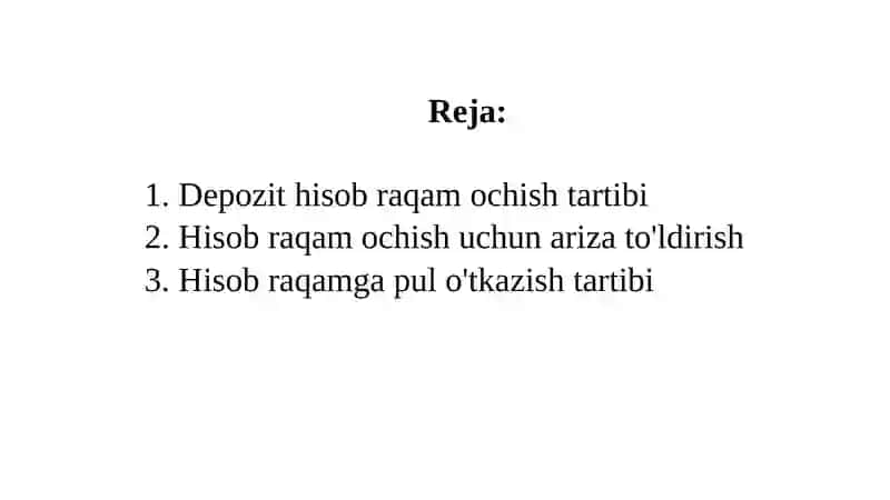 Depozit hisobraqamlarini ochish tartibi va hujjatlashtirish 2