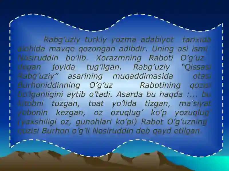 Rabg'uziy hayoti va ijodi 2