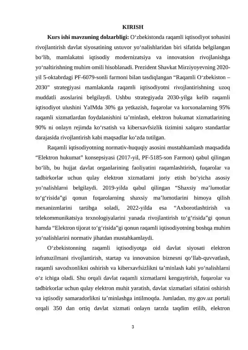 O‘zbekistonda raqamli iqtisodiyotga oid davlat siyosati 2