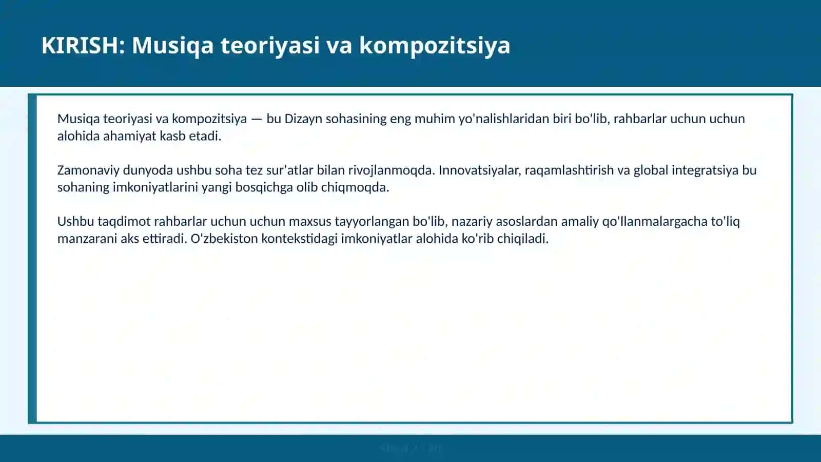 MUSIQA TEORIYASI VA KOMPOZITSIYA 2