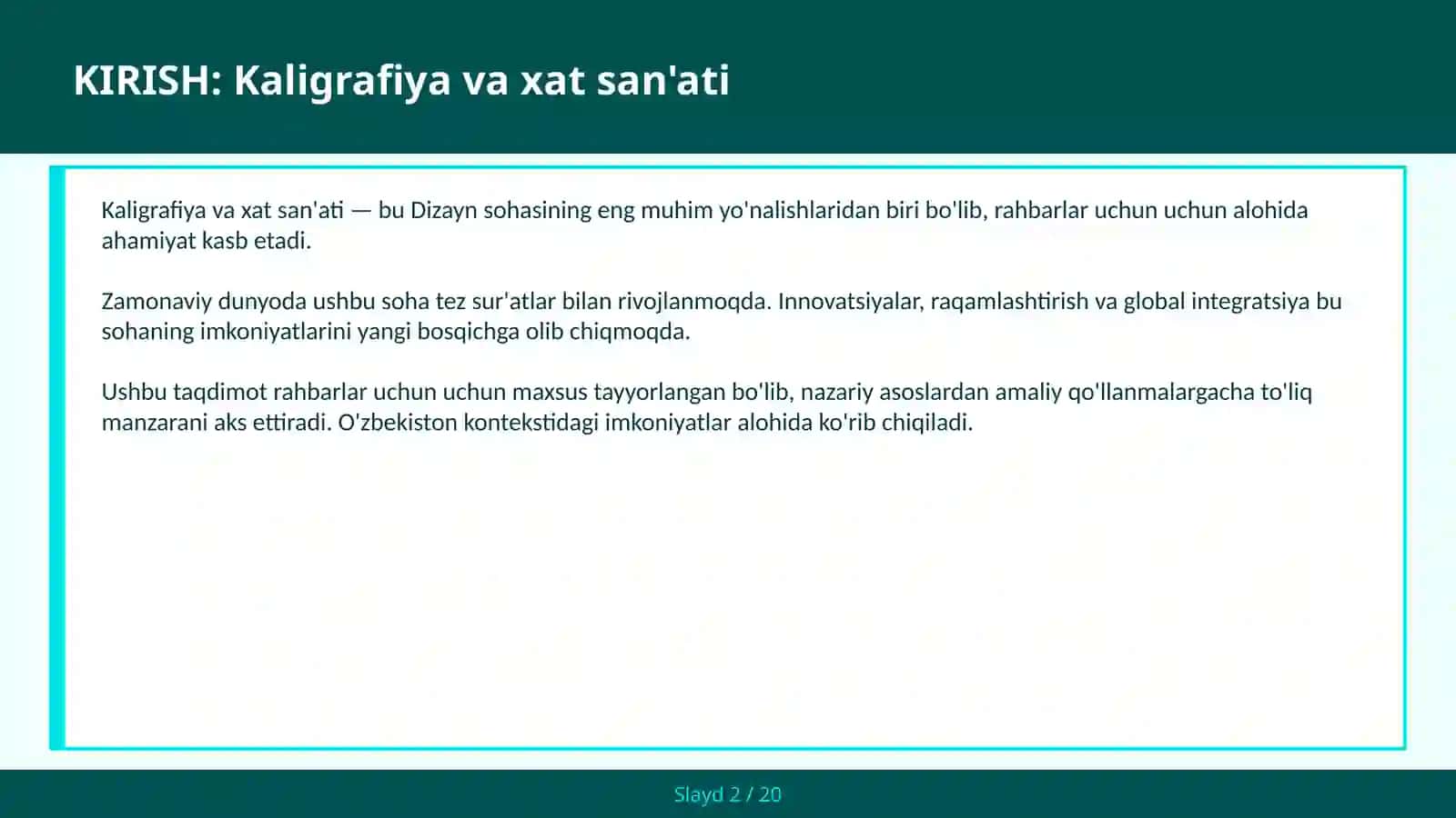 Kaligrafiya va xat san'ati 2