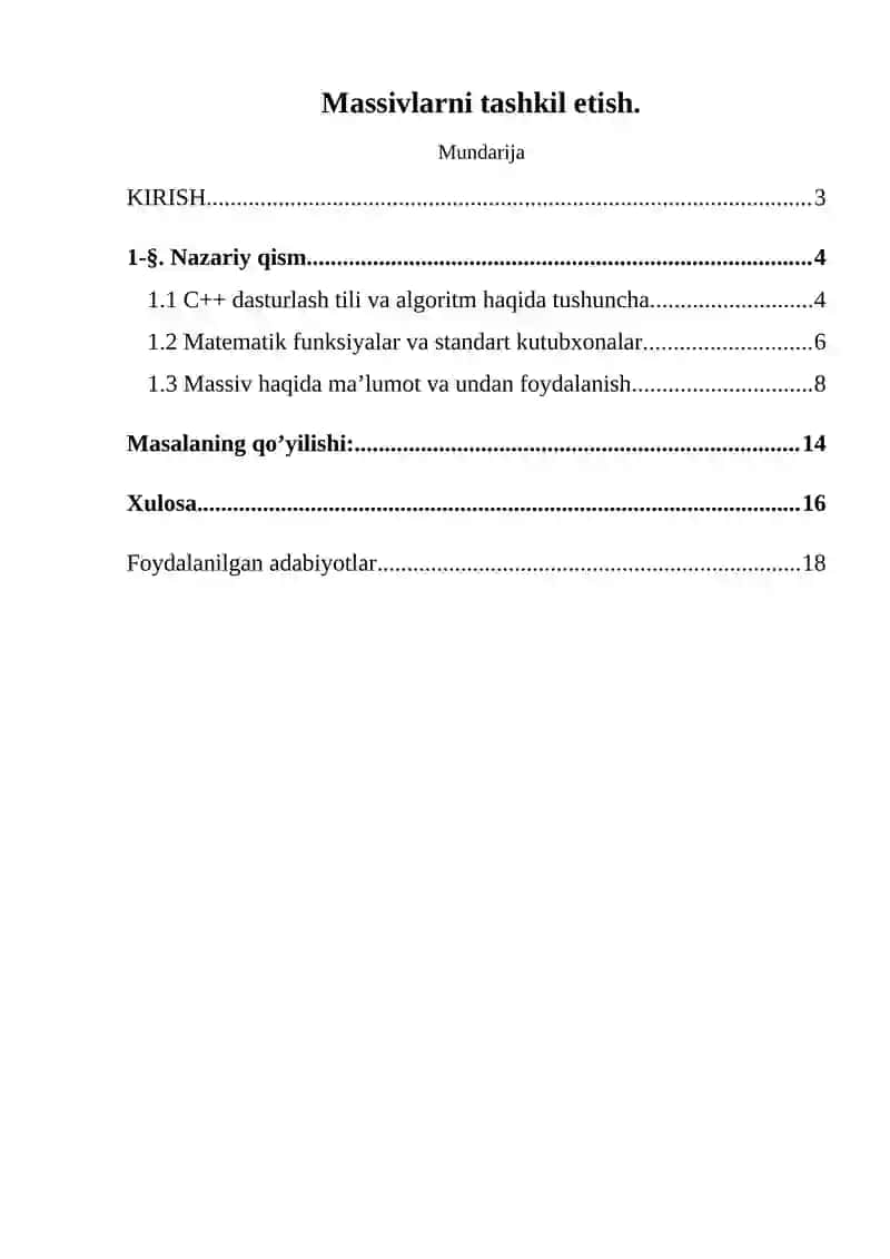 Massivlarni tashkil etish 2