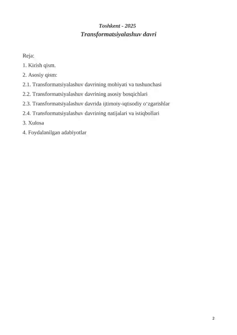 Transformatsiyalashuv davri 2