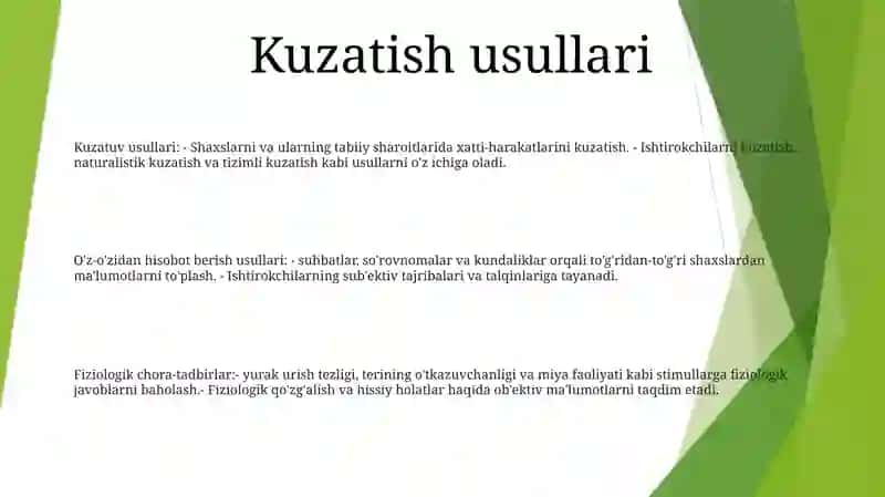 Shaxsni Tadqiq Etish Metodlari 2