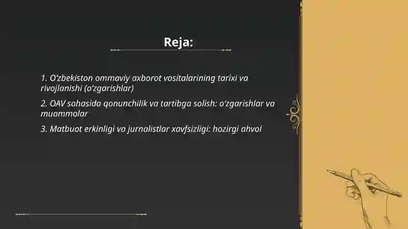 O‘zbekiston Respublikasida ommaviy axborot vositalarining faoliyati (o‘zgarish va muammolar) 2