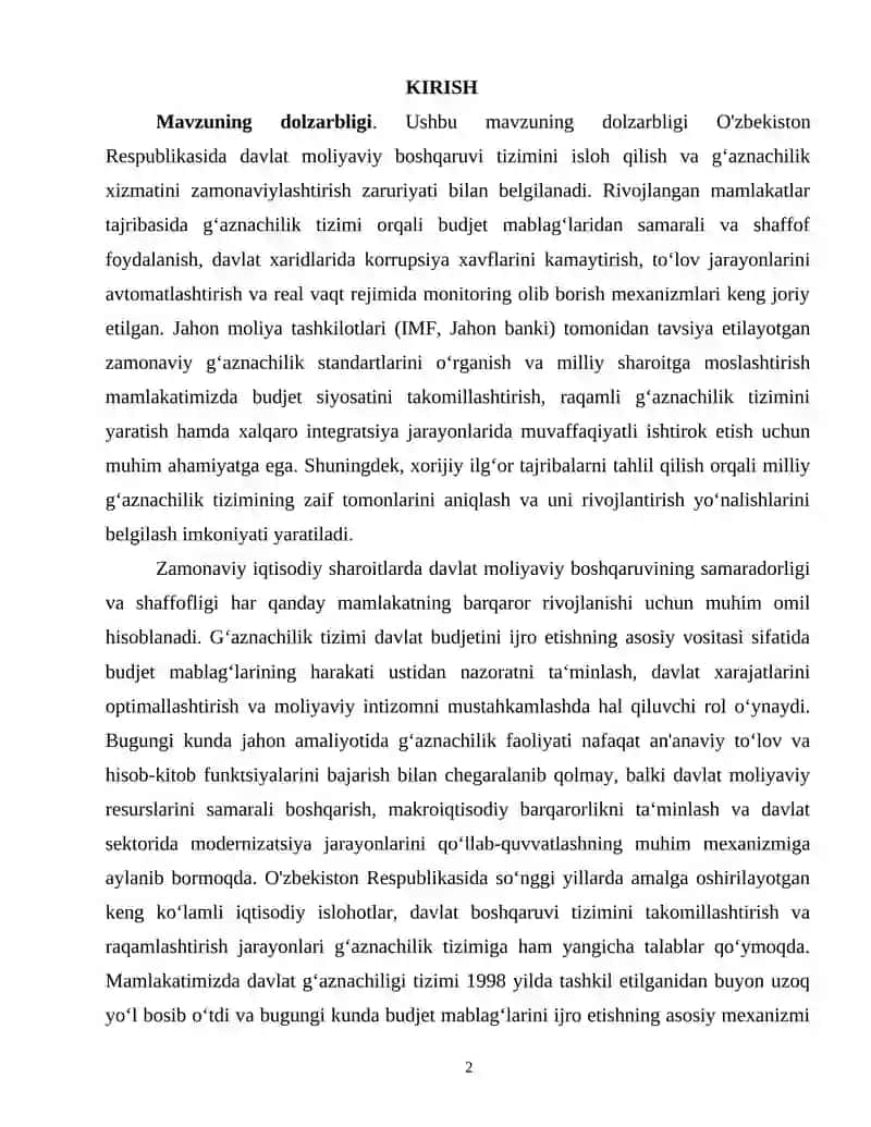 Gʻaznachilik faoliyatining xorij tajribalari 2