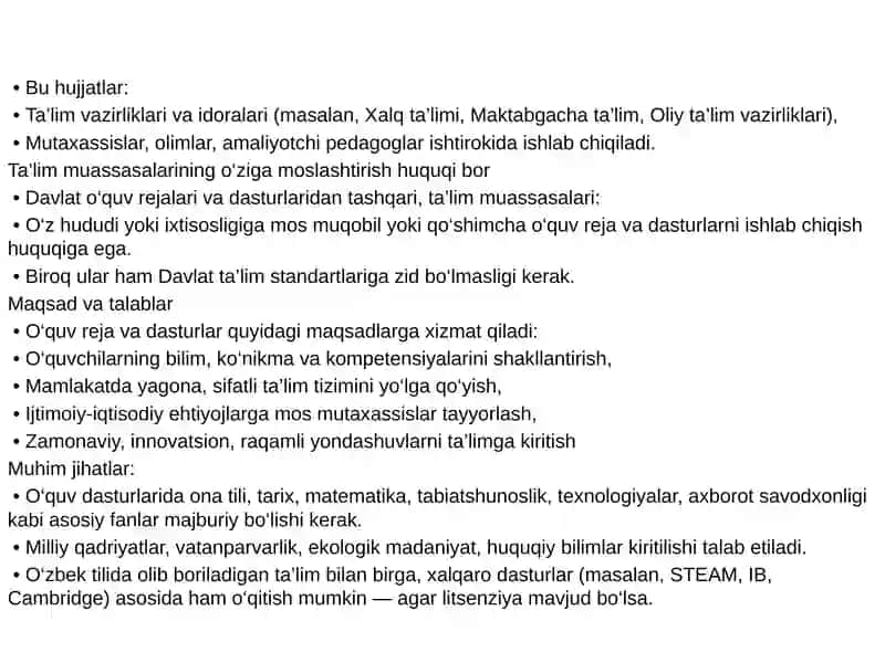 Oʻquv dasturlari va rejalar 2