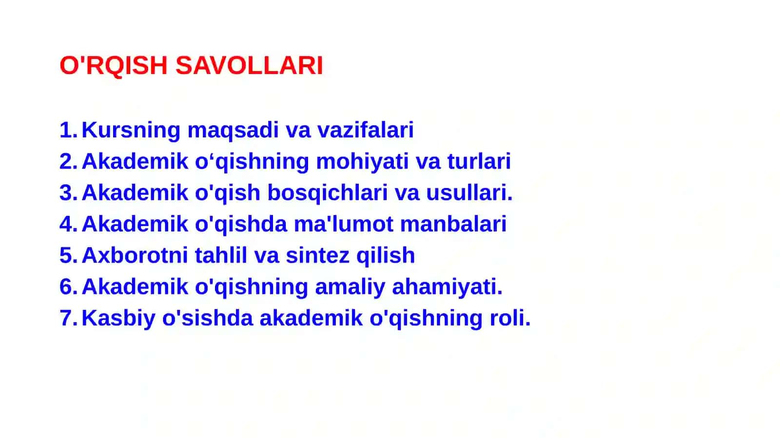 Akademik o'qishasoslari 2