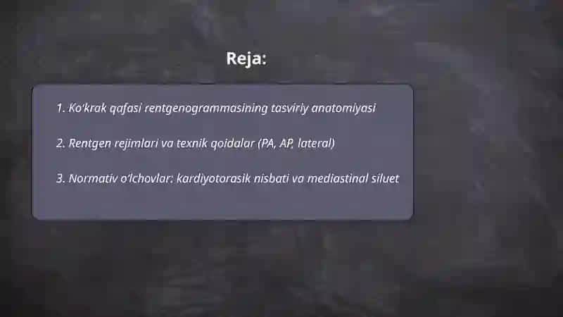 Ko‘krak qafasi rentgenogrammasining tahlili 2
