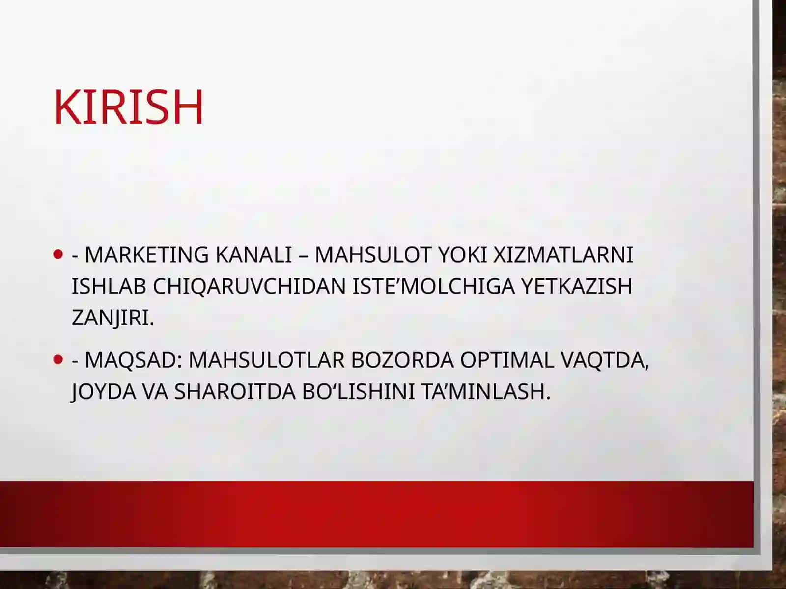 Bozorda marketing kanallarini boshqarish 2