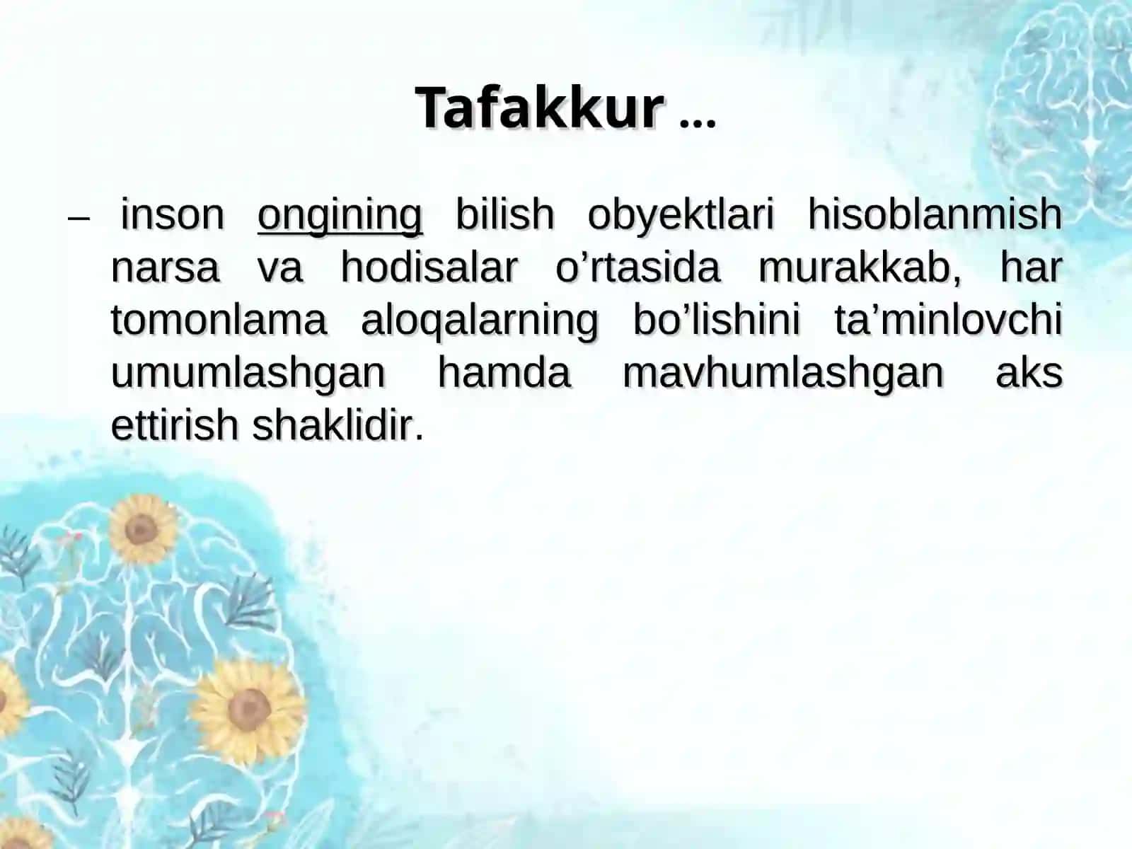 TAFAKKUR, HAYOL, XOTIRA 2