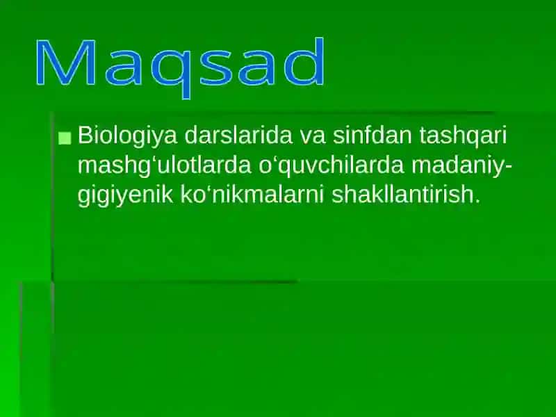 O’quvchilarni gigiyenik tarbiyalash 2