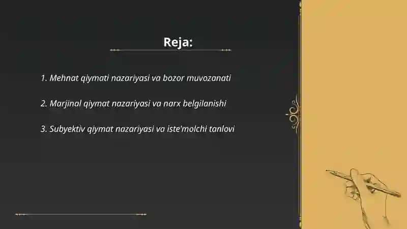 Qiymat toʻgʻrisidagi turli xil nazariyalar, talab va taklif muvozanati 2