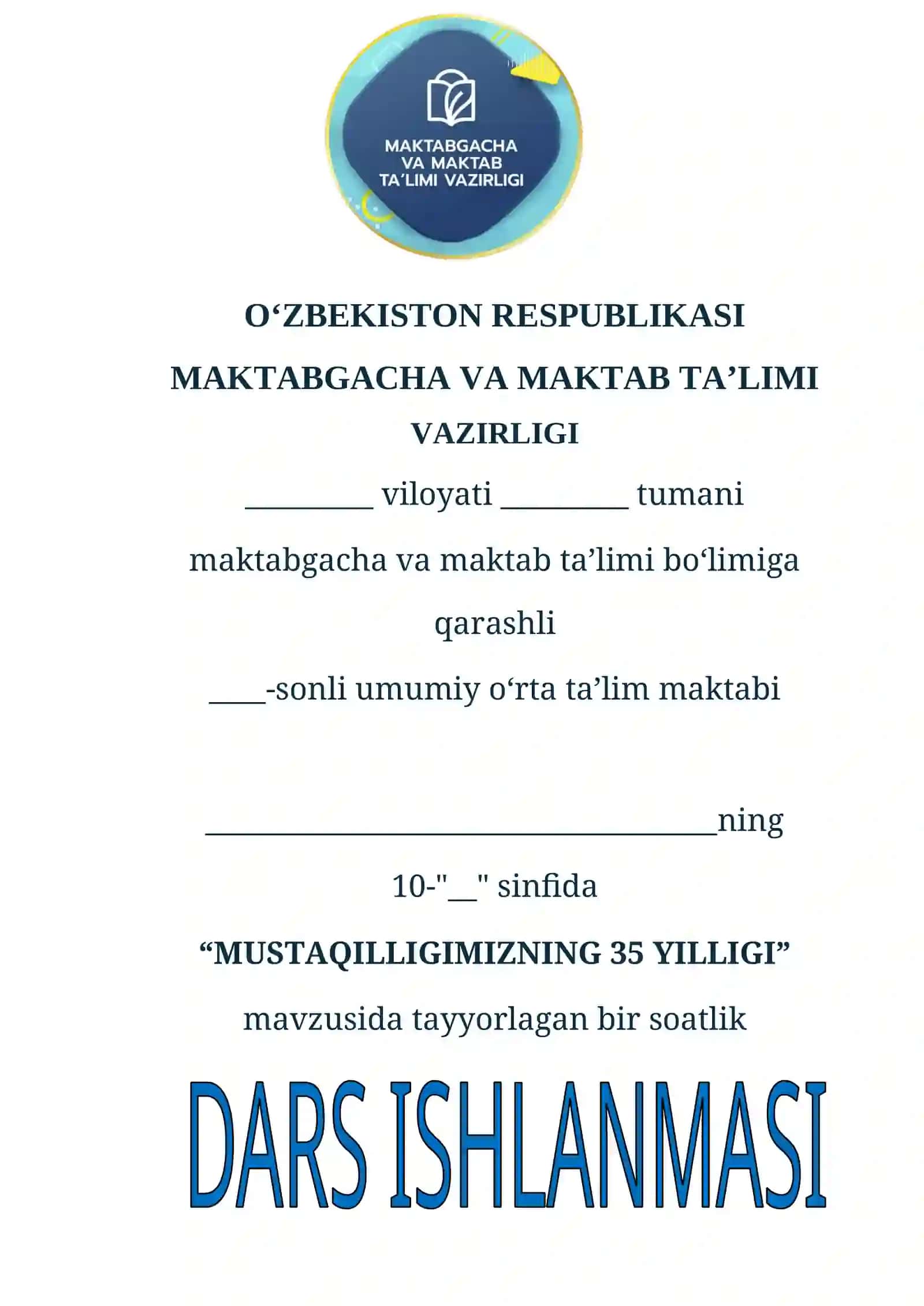 MUSTAQILLIGIMIZNING 35 YILLIGI 2