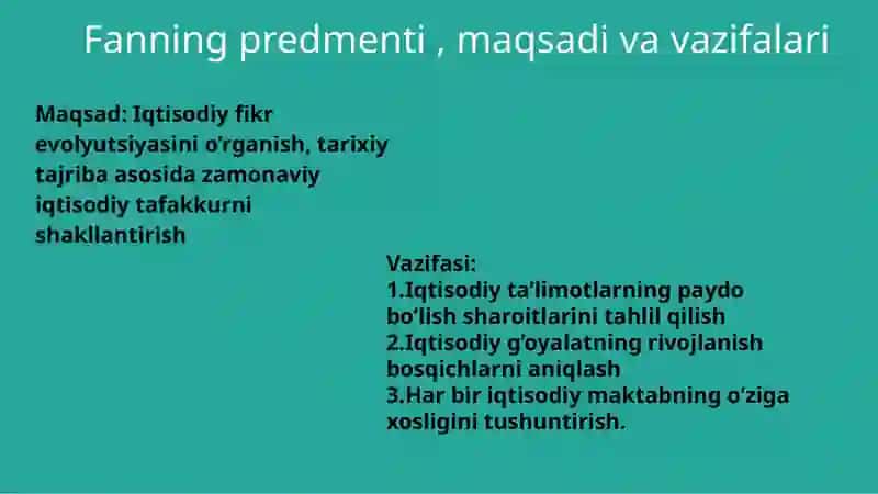 Iqtisodiy talimotlar tarixi 2