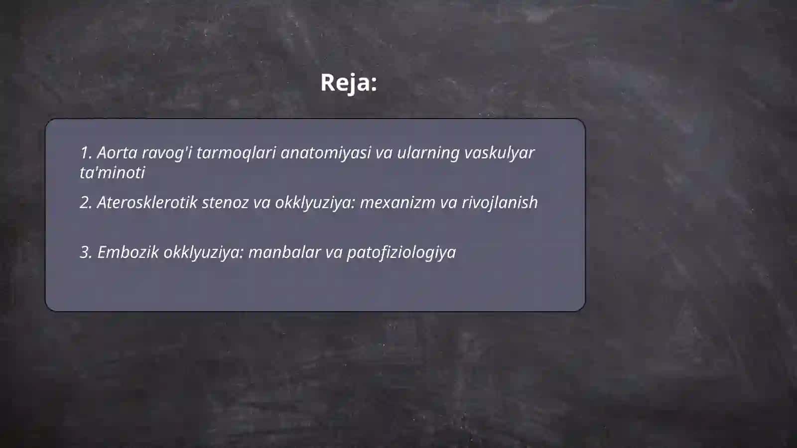 Aorta ravog'i tarmoqlari okklyuzion kasalliklari 2