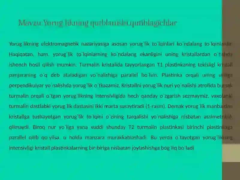 Yorug‘likning qutblanishi 2