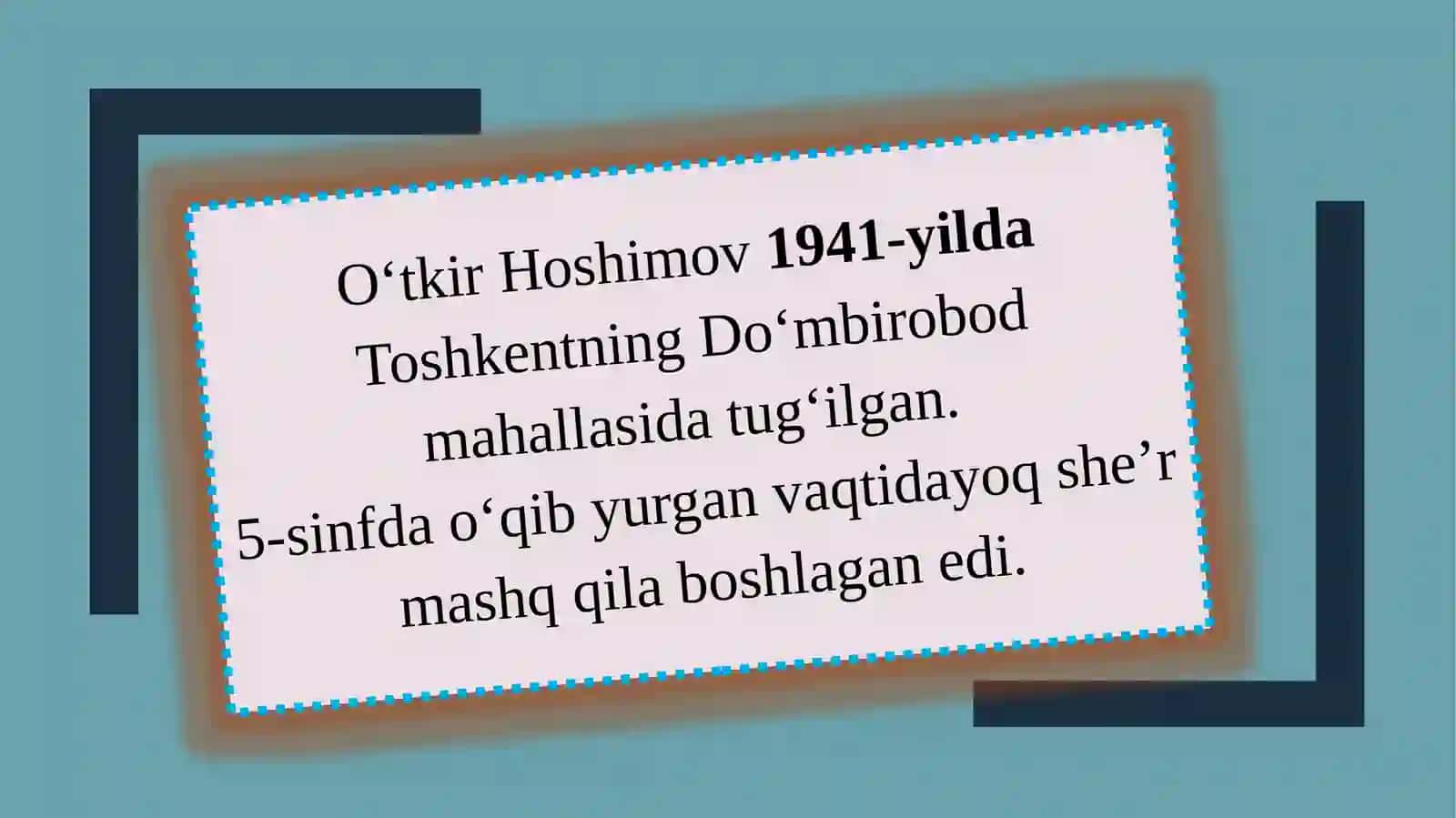 O'tkir Hoshimov hayotiva ijodi 2