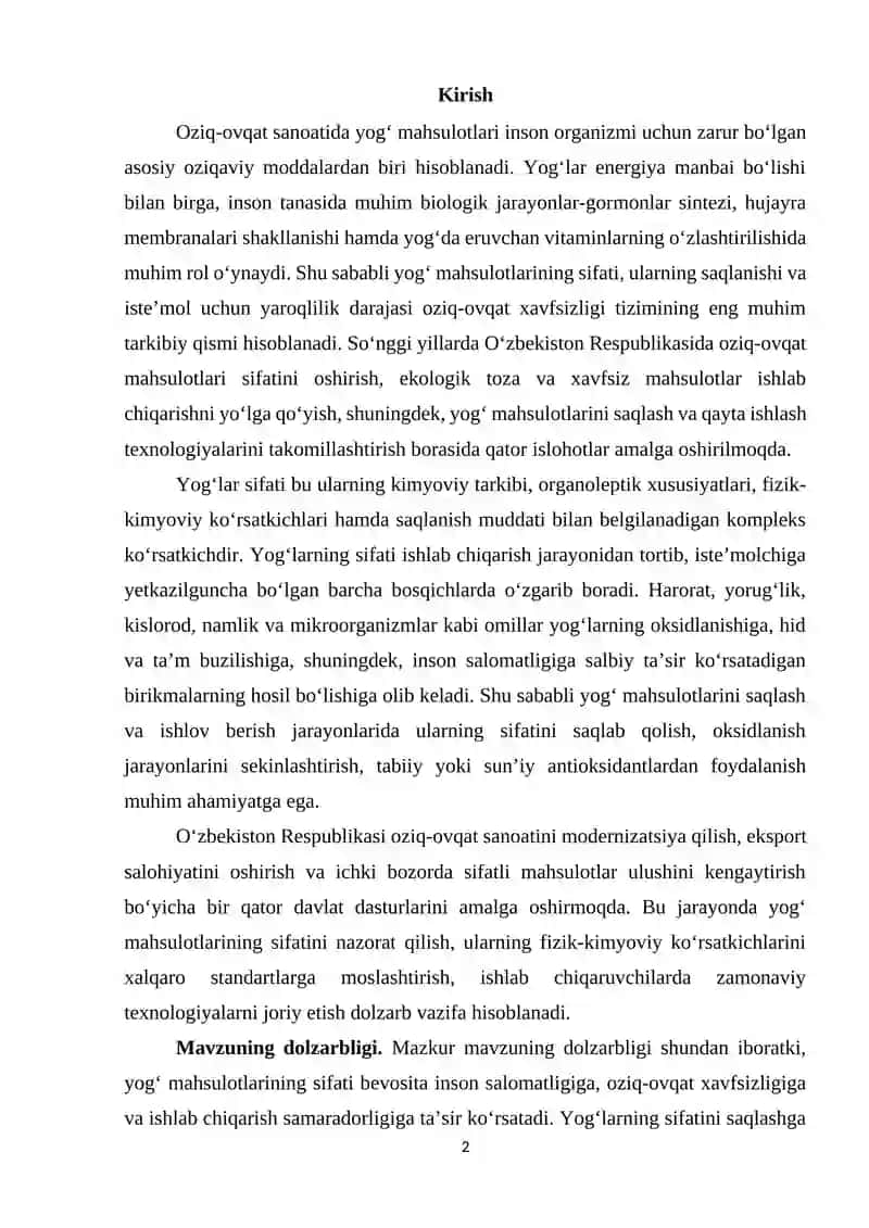 Yog‘lar sifatining o‘zgarishiga ta'sir qiluvchi omillar 2