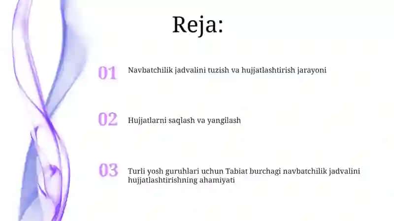 Tabiat burchagida navbatchilik ish hujjatlarini ishlanmasini tayyorlash 2