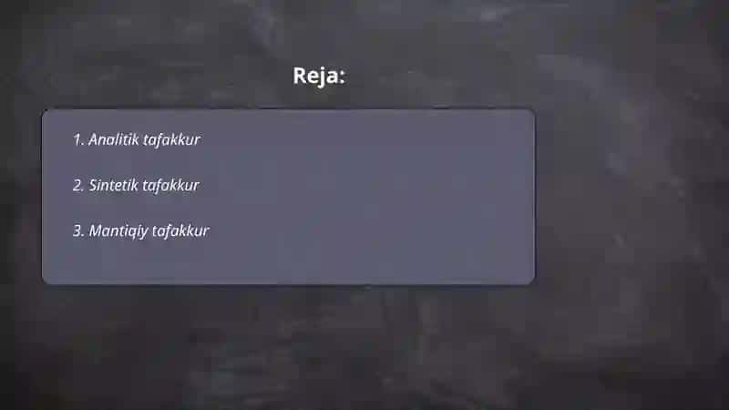Tafakkur shakllari 2