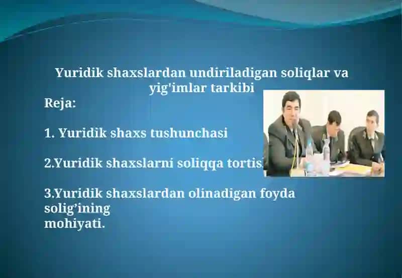 Yuridik shaxslar soliqlari va yig'imlari 2