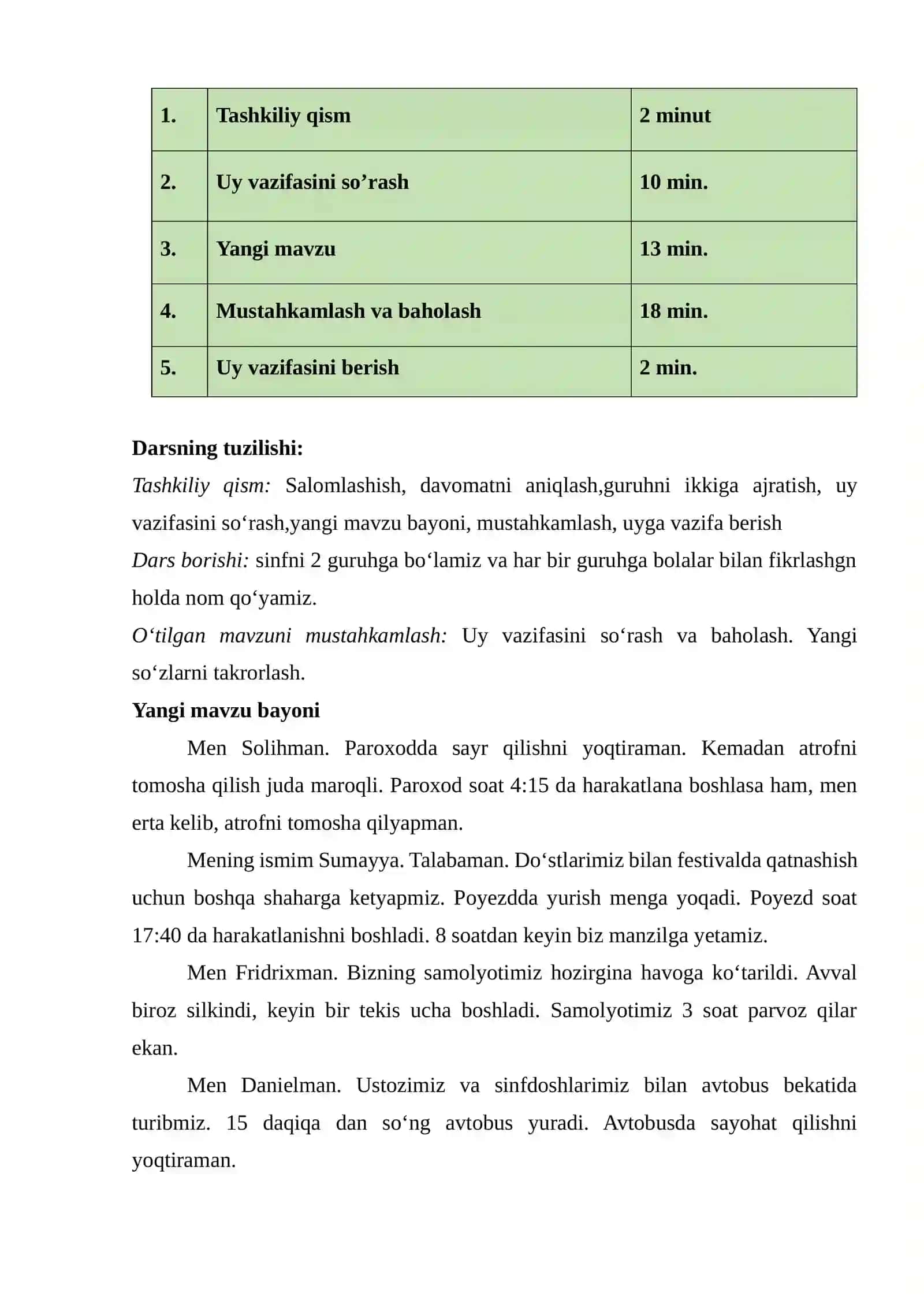 Transport dars ishlanma 7-sinf o'zb tili 2