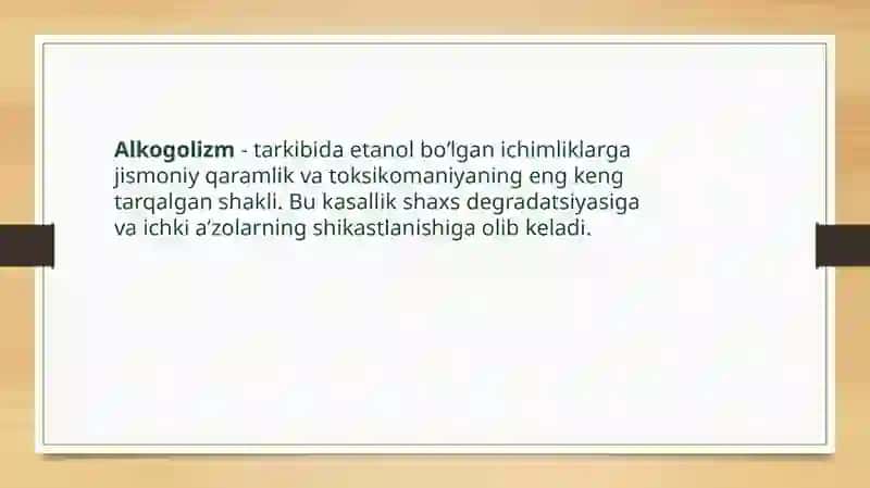 ETILSPIRTI.ALKOGOLIZM VA UNING ASORATLARI 2